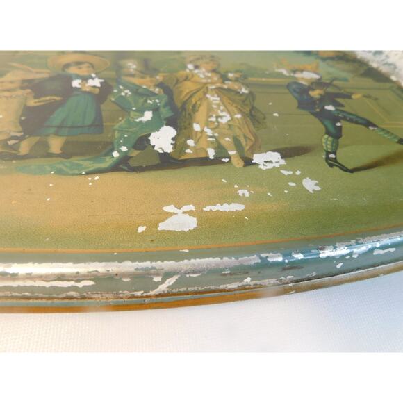 Antique Watermans Victorian Patent Tin Litho Tray Children at Play READ - Picture 12 of 12
